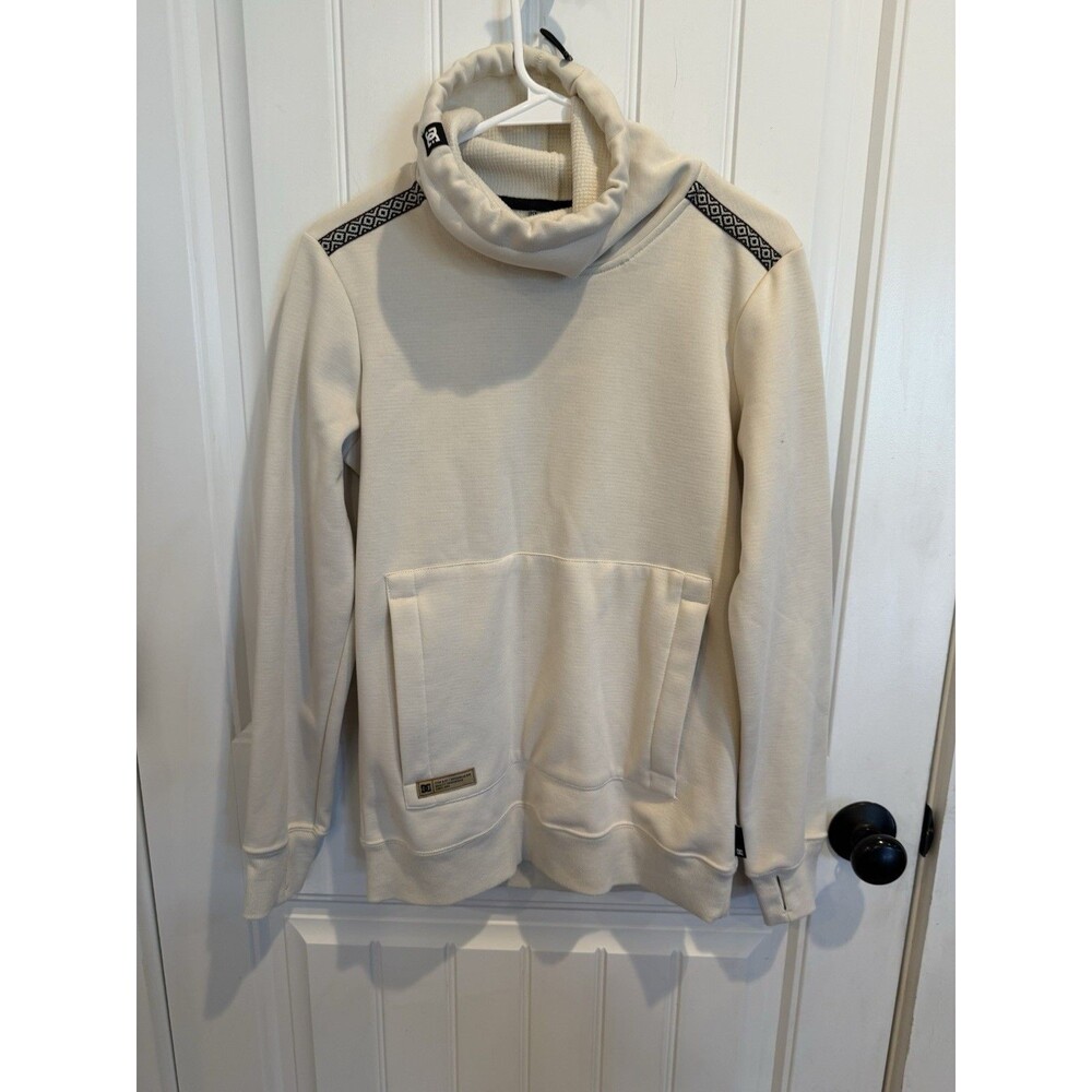 DC Shoes Women’s XS DWR Cream Cowl Neck Pullover Sweatshirt Kangaroo Pocket
